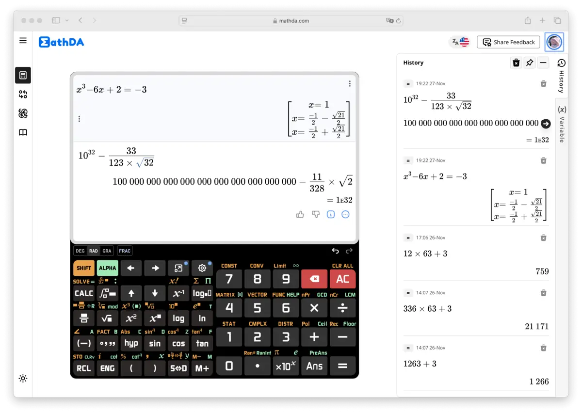 Online Scientific Calculator