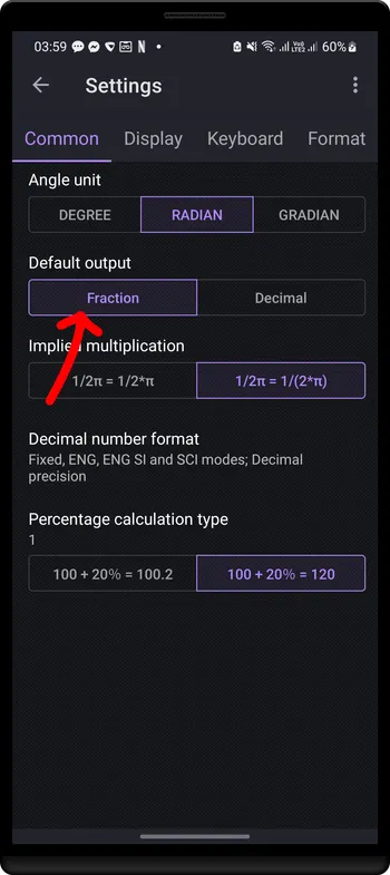 Select `Common` tab