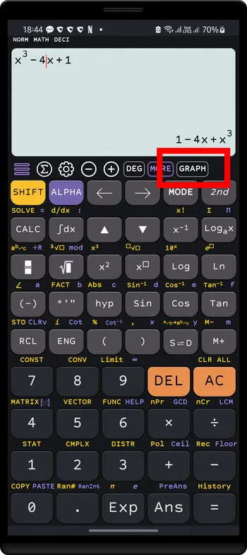 Enter function `x^3-4x+1`