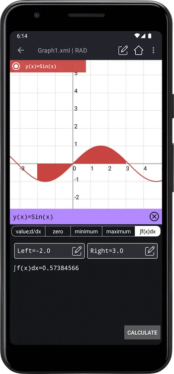 Integral of Sin(x) from -2 to 3