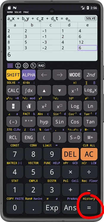 Enter coefficients of system of equations