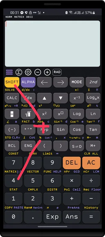 Press `SHIFT` `4` to open matrix menu