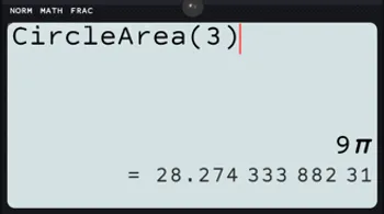 CircleArea(r) = Pi * r^2