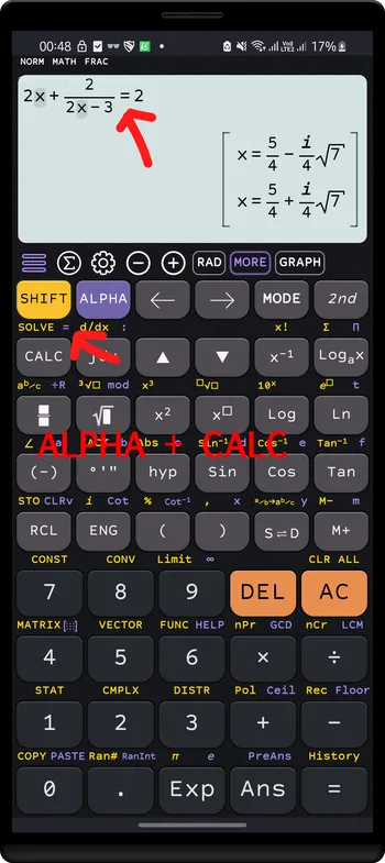 Entering equation