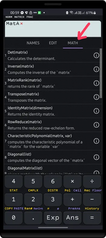 Other matrix functions