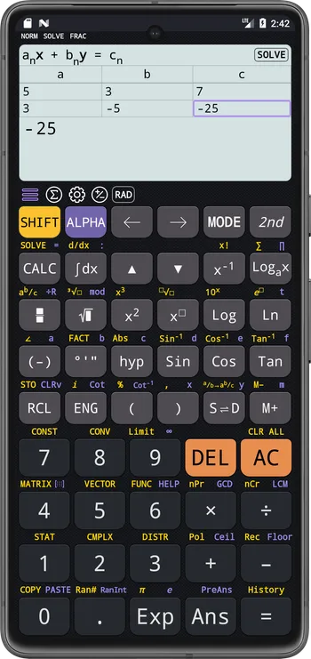 Enter the coefficients of the system of equations