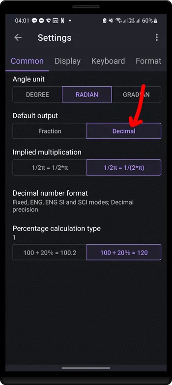 Select `Common` tab