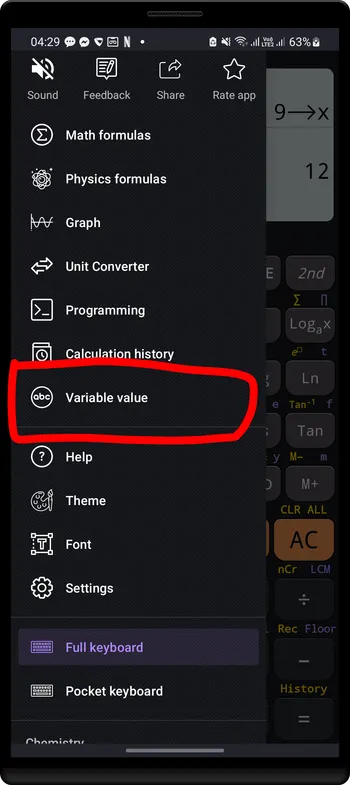 Tap **Variable Values**