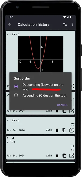 Descending (Newest on the top)