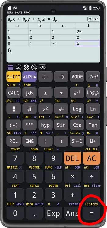 Enter coefficients of system of equations