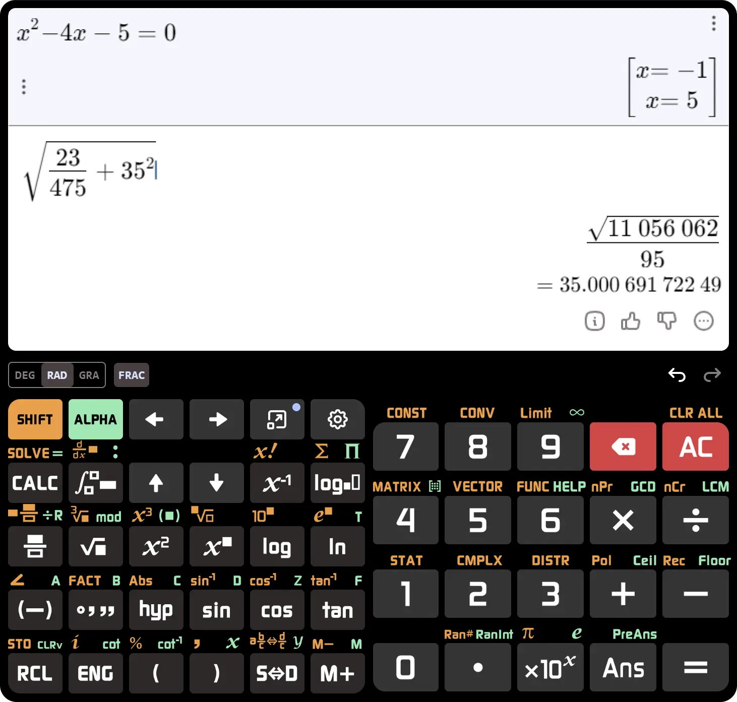 MathDA Online Scientific Calculator